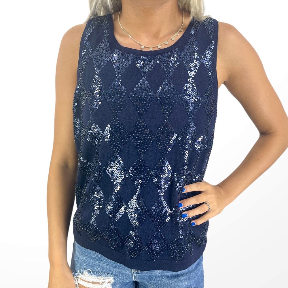 DANA BUCHMAN 100% Merino Wool Sequined Sweater